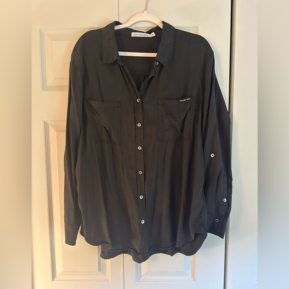Calvin Klein Jeans Black Button Down Shirt size 2x